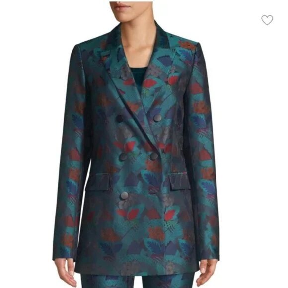 Lafayette 148 New York Slade Empress Printed Double Breasted Blazer 16 Worn Once